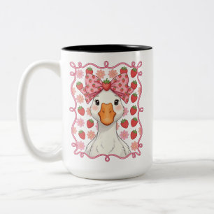 Frauen Erdbeergans Sommer Schleife Zweifarbige Tasse