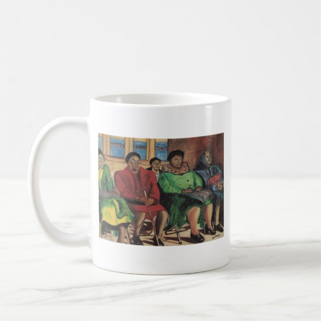 Frauen erhalten durch Alice Patrick müde Kaffeetasse (Links)