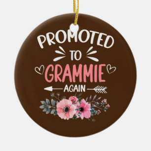 Frauen erneut zur Grammie befördert Blumen Neu Keramik Ornament
