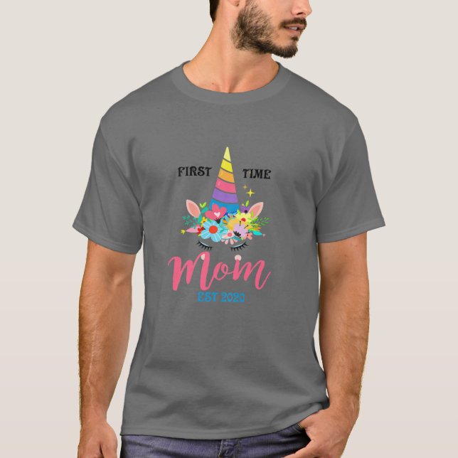 Frauen Erstmalige Mama Est 2020 Kostüm Einhorn T-Shirt (Vorderseite)
