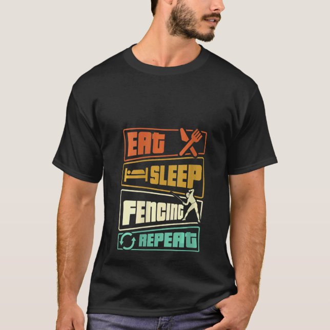 Frauen essen Schlafgefühl Wiederholung Schwert Säb T-Shirt (Vorderseite)