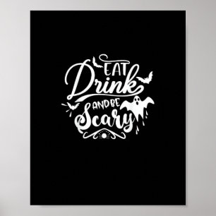 Frauen Essen Trinken Und Sei Gruselig Halloween Mo Poster
