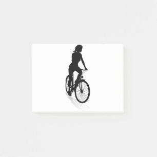 Frauen-Fahrrad-Radfahrer-Reitfahrrad-Silhouette Post-it Klebezettel