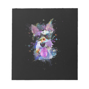 Frauen farbenfrohe Schnauzer Dog Design V-Neck Notizblock