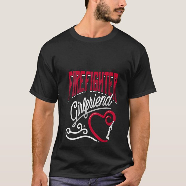 Frauen Feuerwehrfrau Freundin Thin Red Line Wasser T-Shirt (Vorderseite)