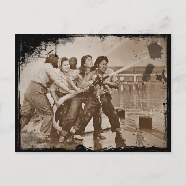 Frauen Feuerwehrleute Pearl Harbor 7. Dezember Postkarte (Vorderseite)