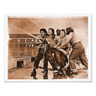 Frauen-Feuerwehrmann-Pearl Harbor am 7. Dezember Fotodruck