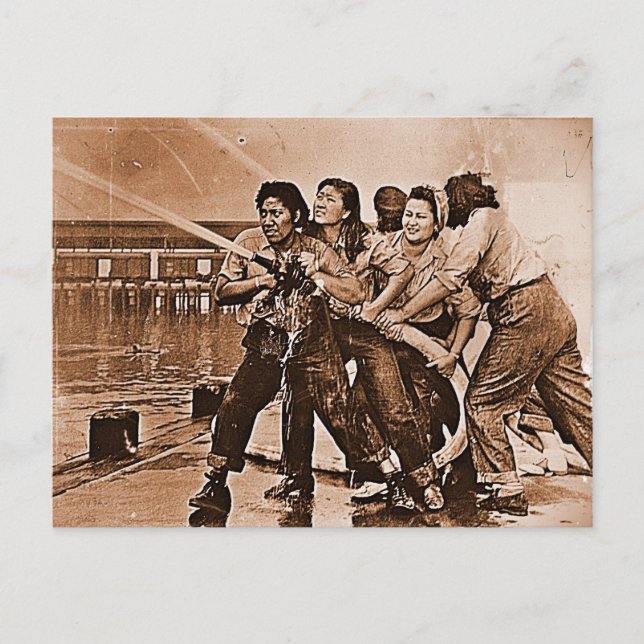 Frauen Feuerwehrmänner Pearl Harbor 7. Dezember Postkarte (Vorderseite)