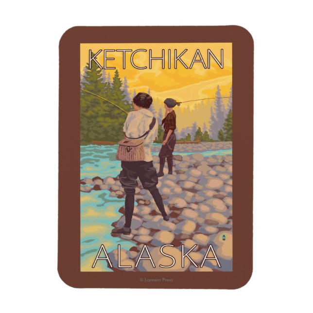Frauen Fischen - Ketchikan, Alaska Magnet (Vertikal)