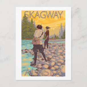 Frauen Fischen - Skagway, Alaska Postkarte