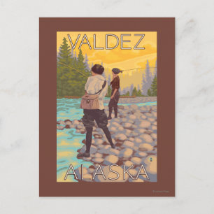 Frauen Fischen - Valdez, Alaska Postkarte