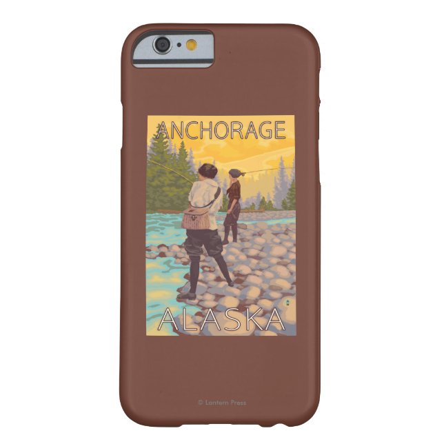 Frauen fliegen Fischen - Anchorage, Alaska Case-Mate iPhone Hülle (Rückseite)
