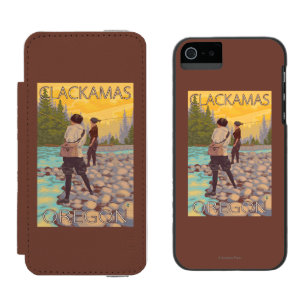 Frauen fliegen Fischen - Clackamas, Oregon Incipio Watson™ iPhone 5 Geldbörsen Hülle
