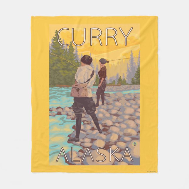 Frauen fliegen Fischen - Curry, Alaska Fleecedecke (Vorderseite)
