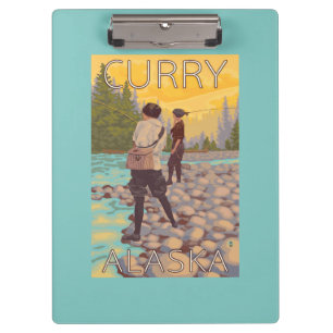 Frauen fliegen Fischen - Curry, Alaska Klemmbrett