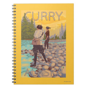 Frauen fliegen Fischen - Curry, Alaska Notizblock