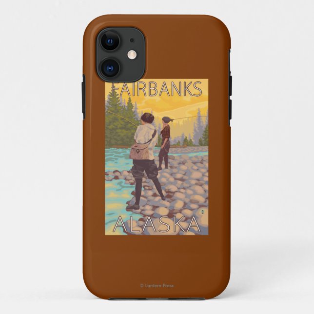 Frauen fliegen Fischen - Fairbanks, Alaska Case-Mate iPhone Hülle (Rückseite)