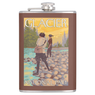 Frauen fliegen Fischen - Glacier Nationalpark, Flachmann
