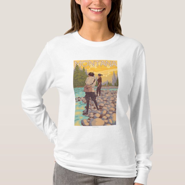 Frauen fliegen Fischen - Montana T-Shirt (Vorderseite)