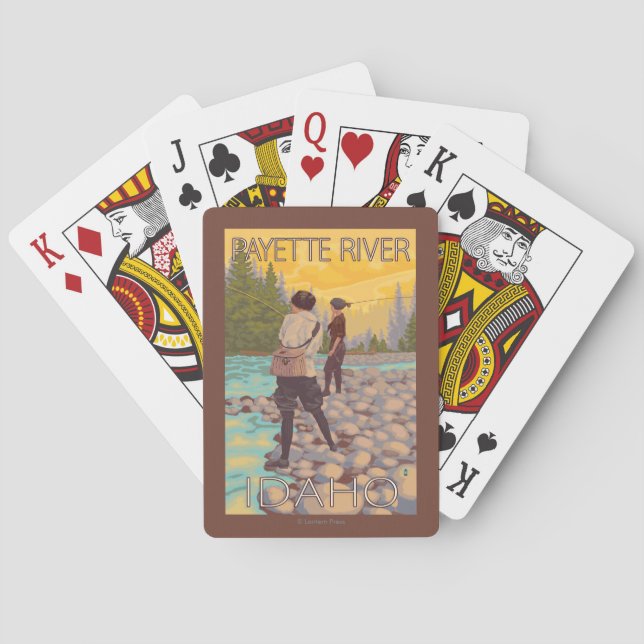 Frauen fliegen Fischen - Payette Fluss, Idaho Spielkarten (Rückseite)