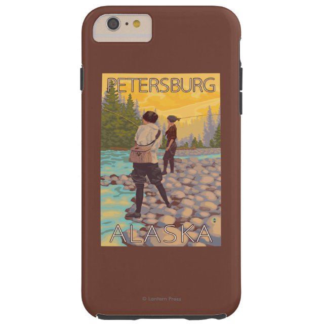 Frauen fliegen Fischen - Petersburg, Alaska Case-Mate iPhone Hülle (Rückseite)