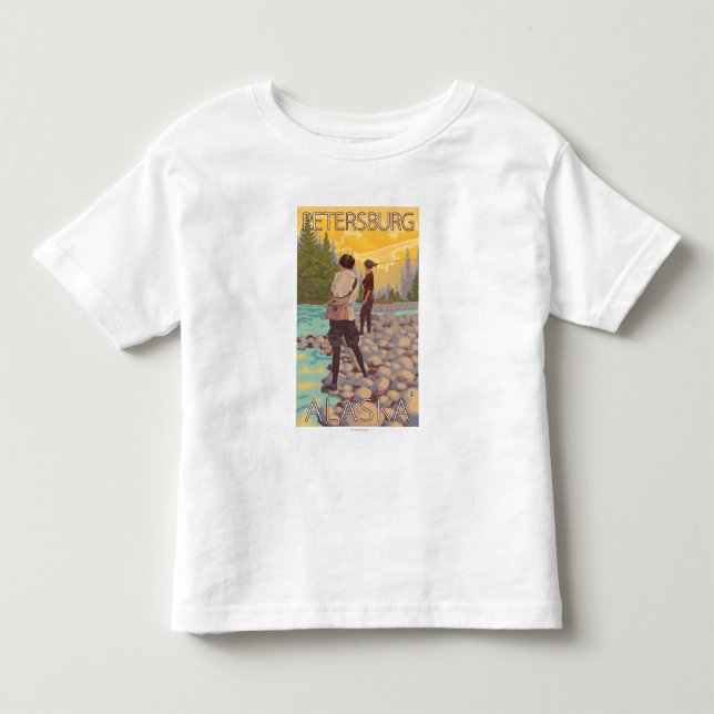 Frauen fliegen Fischen - Petersburg, Alaska Kleinkind T-shirt (Vorderseite)
