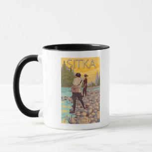 Frauen fliegen Fischen - Sitka, Alaska Tasse