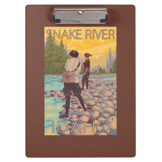 Frauen fliegen Fischen - Snake River, Idaho Klemmbrett (Vorderseite)