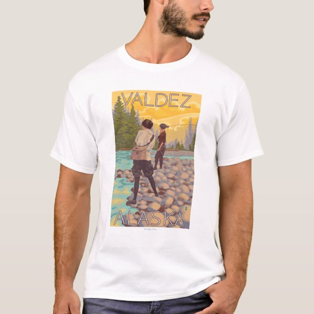 Frauen fliegen Fischen - Valdez, Alaska T-Shirt (Vorderseite)