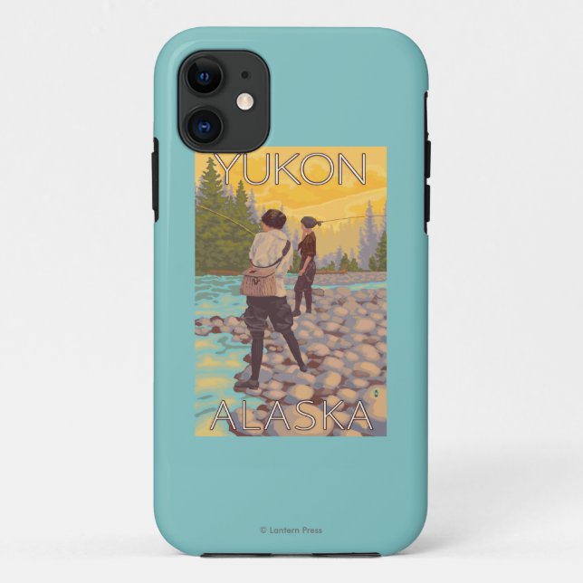 Frauen fliegen Fischen - Yukon, Alaska Case-Mate iPhone Hülle (Rückseite)