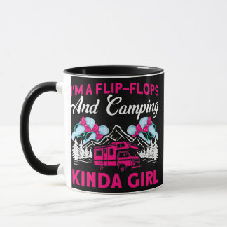 Frauen Flip Flops und Camping Kinda Girl Caravan Tasse