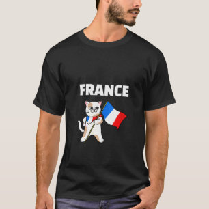 Frauen Frankreich Flagge Katze Französische Farben T-Shirt