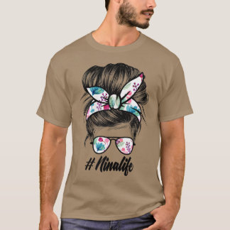 Frauen Frauen Ph Niedlich Floral Messy Bun Nina Li T-Shirt
