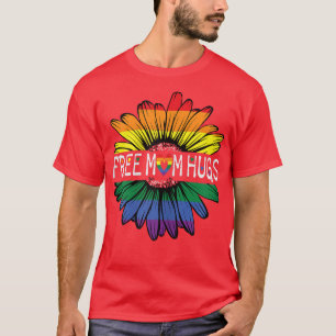 Frauen Freie Mama umarmt Pride Rainbow Sonnenblume T-Shirt