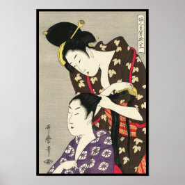 Frauen Frisur Utamaro Yuyudo ukiyo e art Poster