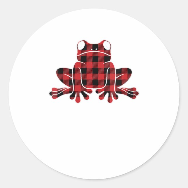 Frauen Frog Red Buffalo Kariert Weihnachten Runder Aufkleber (Vorderseite)