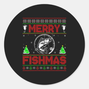 Frauen Frohe Fischweihnachten B Fisch Fischen Häss Runder Aufkleber