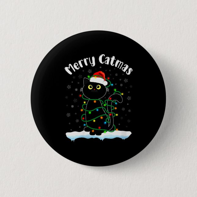 Frauen Frohe Katz Weihnachten Katze mit Weihnachts Button (Vorderseite)