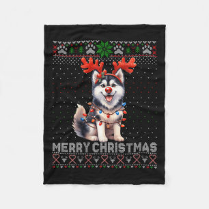 Frauen frohe Weihnachten Alaskan Malamute Dog Love Fleecedecke