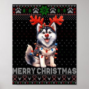 Frauen frohe Weihnachten Alaskan Malamute Dog Love Poster