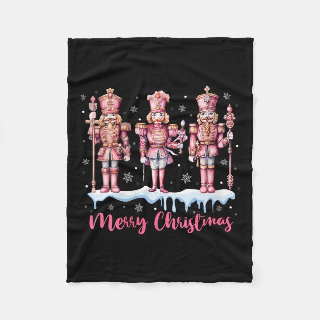 Frauen frohe Weihnachten Pink Nutcracker Squad Xma Fleecedecke (Vorderseite)
