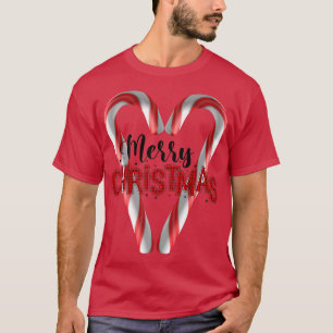 Frauen Frohe Weihnachten Zuckerrohr Herz Kariert67 T-Shirt