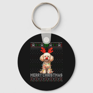 Frauen frohe Weihnachts Poodle Dog Lover Ugly Xmas Schlüsselanhänger