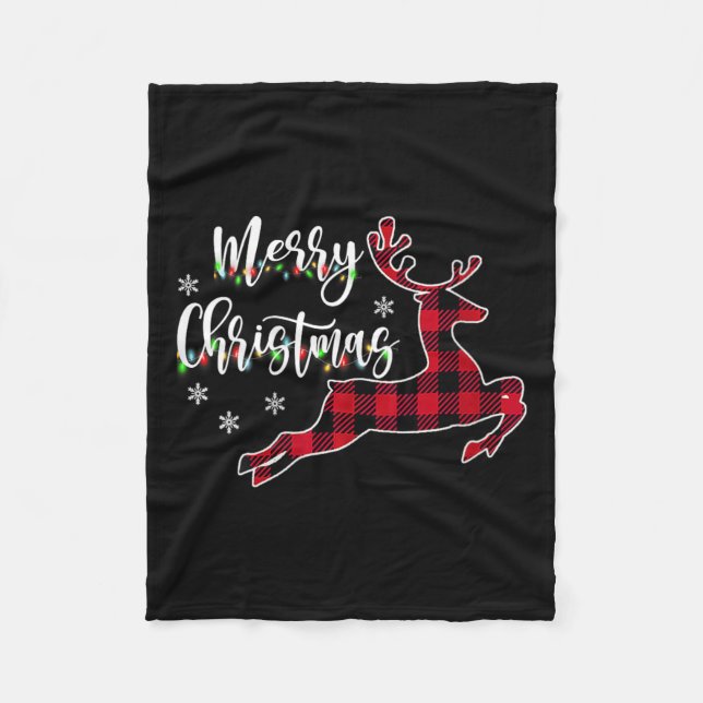 Frauen Frohe Weihnachts Reindeer Buffalo Kariert R Fleecedecke (Vorderseite)