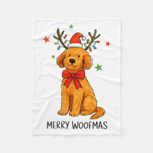 Frauen Frohe Woofmas Goldendoodle Hund Weihnachten Fleecedecke