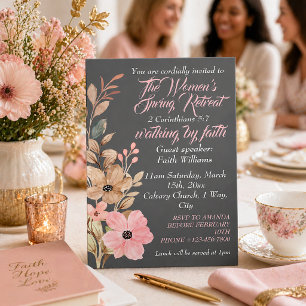 Frauen-Frühlings-Rückzug Wildblume Rosa Christlich Einladung