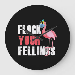 Frauen fühlen Ihre Gefühle Funny Flamingo Große Wanduhr