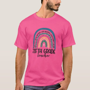 Frauen Fünfte Klasse Lehrer Leopard Regenbogen Ba T-Shirt