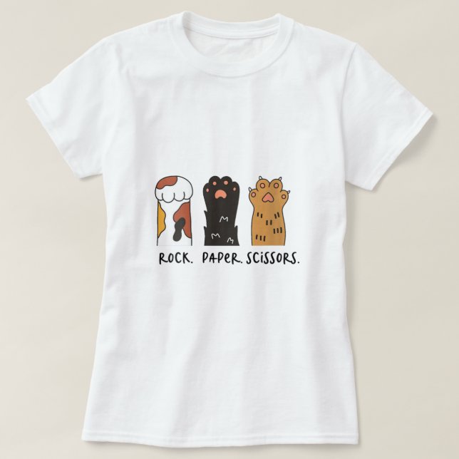 Frauen Funny Cat Rock Paper Schere Niedlich Cat Pa T-Shirt (Design vorne)