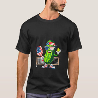 Frauen Funny Patriotic Pickle Playing Pickleball P T-Shirt